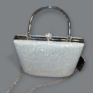 Silver Glitter Clutch Bag, Stunning, NEW